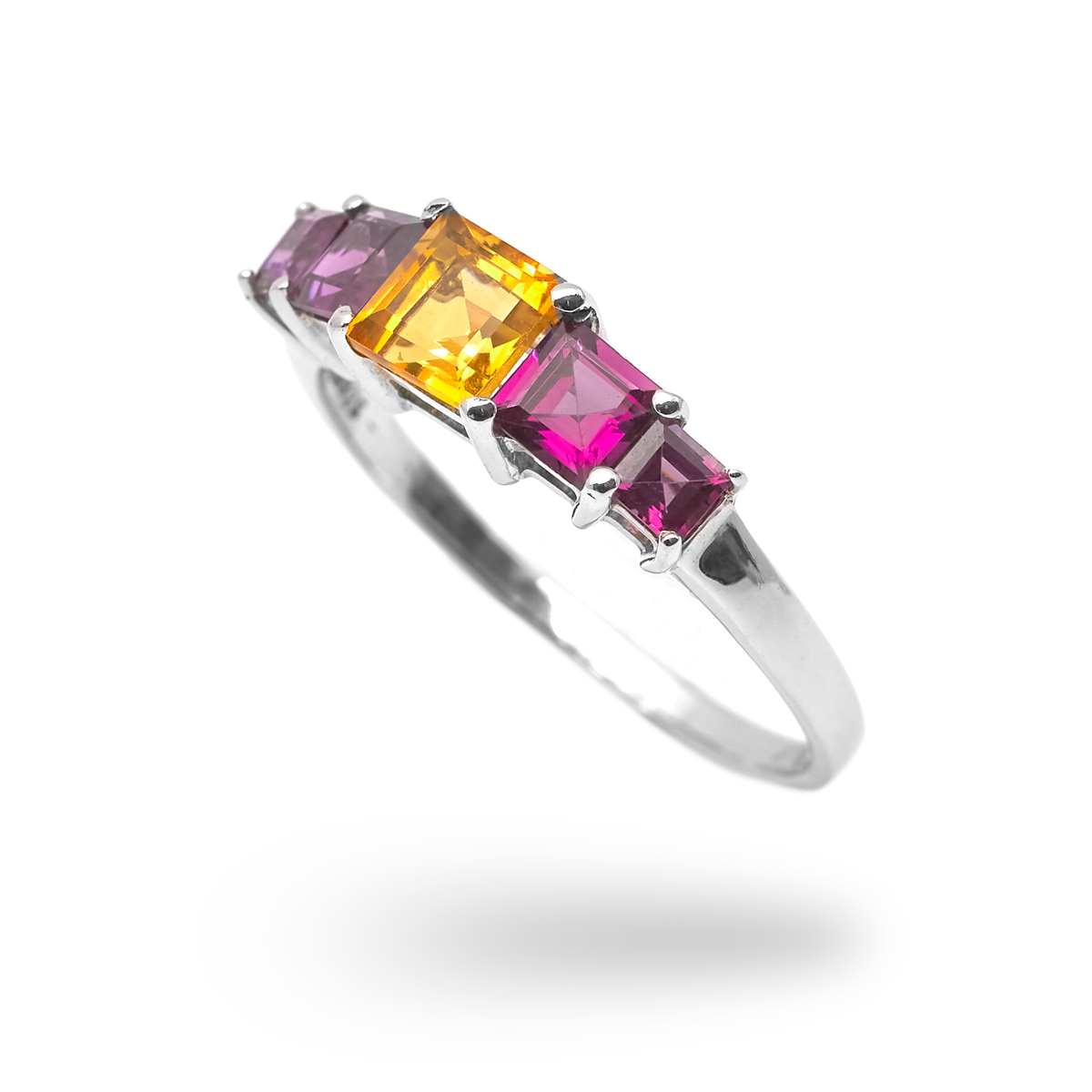 Bague citrine, rhodolite argent Lea